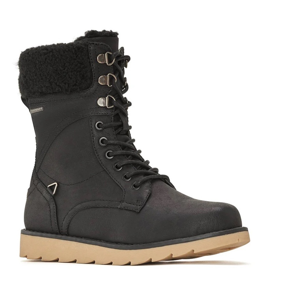 Riverland Héritage 2.0 Black Lace-Up Sherpa Collar Winter Boots with Tan Outsole - Picture 2 of 9